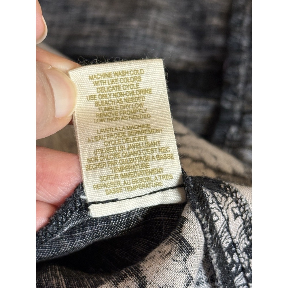FREE People Linen Blend Black Taupe Embroidered Peacock Mini Boho Dress Sz 12 - Picture 10 of 10